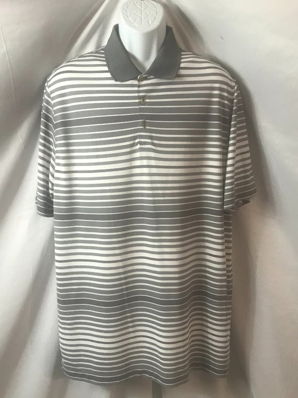 Nike Two Tone White/Gray Activewear Athletic Sport Cut Polo Shirt